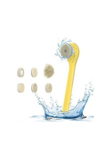 Dancemonkey Şarj Edilebilir 6 Başlıklı Vücut Fırçası - Ipx7 Su Geçirmez, 3 Hızlı Ayar, Koyu Sarı, Sağlıkçılar İçin Sarı