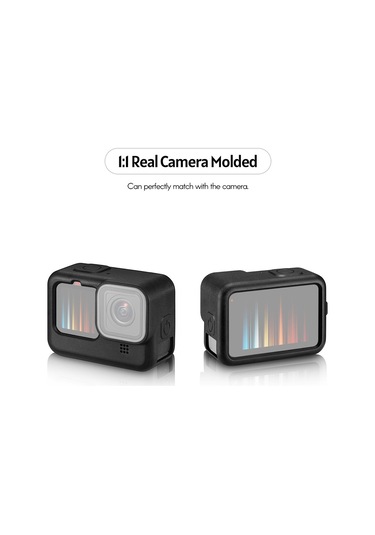 Youmex Gopro Hero 9/10 Kamera Korumalı Kılıf - Silikon Malzeme, Lens Kapağı Ve Kayıp Engelleme Eldiveni İle Vlog Ve Spor Aktiviteleri İçin Uyumlu