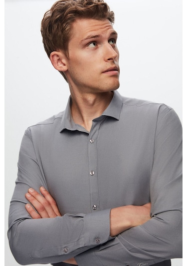 D's Damat Slim Fit Erkek Gömlek Gri 6EF02ORT00288 Gri