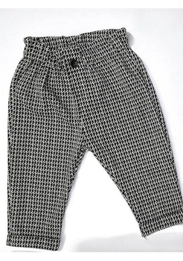 Çikoby Kız Bebek Yüksek Bel Kazayağı Desenli Pantolon-14864 Siyah
