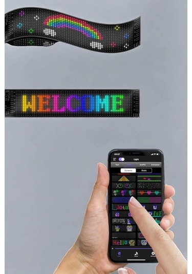 Otomobil Uyumlu Led Matrix Dijital Ekran Bluetooth Bağlantılı Çok Renkli