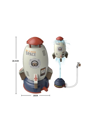 Vkemall Çocuklar İçin Uzay Roketi Su Spreyi - Dışarıda Döner Ve Uçan Su Oyuncak - Basınçlı Su Atıcı - Taban Ve Musluk Bağlantısı Dahil