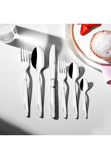 Nehir Lizbon Sade 12 Kişilik 89 Parça Çatal Kaşık Bıçak Takımı Gümüş