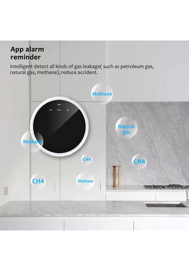 Ximistore9 Kablosuz Gaz Alarm Dedektörü - Wifi Bağlantılı, Otomatik Gaz Kesme, 80 Db Yüksek Sesli Alarm