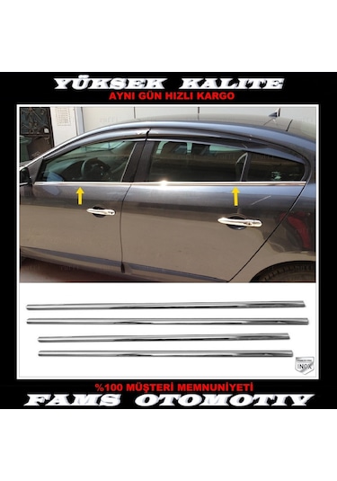Renault Fluence Krom Cam Çıtası 4 Prç. 2010 ve Üzeri P.  Çelik