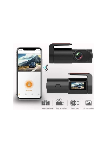 Gajeena Araba Sürücü Kaydedici Fhd 1080p - Wifi Bağlantılı 140 Geniş Açı Kamera, 360 Dönebilen, 24 Saat Park Monitörü, Usb Şarjlı Sd Kart Yok