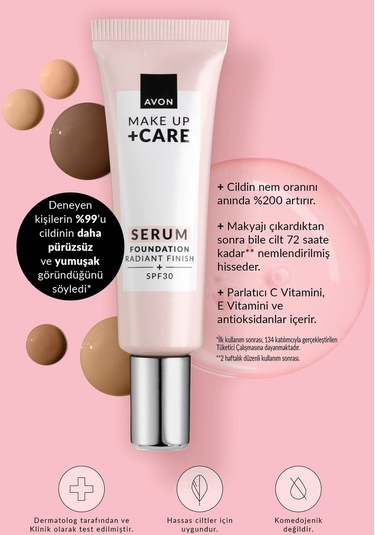 Avon Make Up Care 3'ü 1 Arada Serum Fondöten 245N Natural Beige