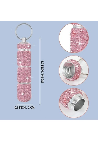 3'ü 1 Arada Bling Hap Kutusu Taşınabilir Mini Yapay Elmas Hap Kutusu 3 Bölmeli Ins Style Küçük Hap Tutucu Seyahat Düzenleyici Pembe,