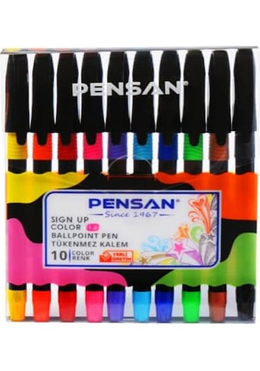 Pensan Tükenmez Kalem Çok Renkli 10'lu