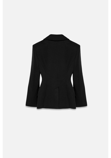 Thalure Kadın Siyah Agraflı Bele Oturan Blazer