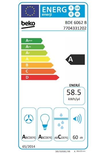 Beko BDE 6062 B Duvar Tipi 60 CM Davlumbaz