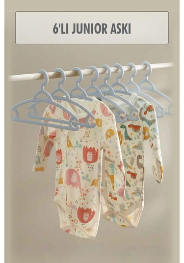 6 Lı Bebek Askısı & Bebek Gardırop Askısı Gri Set Gri