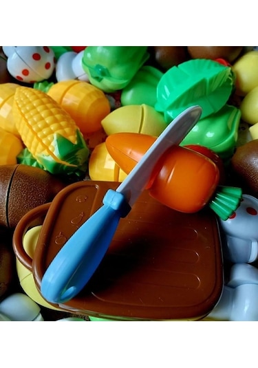 Meyve Sebze Kesilen Oyuncak Mutfak Karışık 24 Parça Kivi Havuç Li