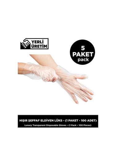 Hışır Şeffaf Eldiven Lüks 5 x 100'lü