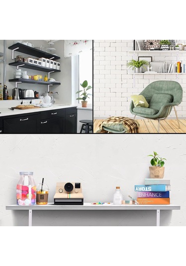 Yifomall 8 Adet Beyaz 100x150mm Metal L Tipi Duvar Braketi, Yük Taşıyan Kayar Raf Destekçisi, Vidalı Dıy Montaj Gereci Beyaz