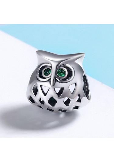Baykuş S925 Değerli Taşlar Ve İçi Boş Boncuklarla Kakma Gümüş Boncuklar Çok Renkli