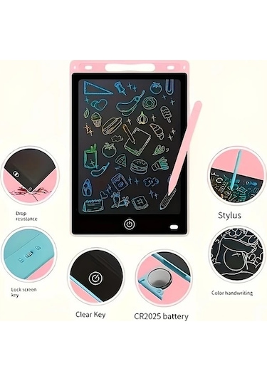 Trendooze 8.5 Inç Çocuk Yazı Tahtası Aheayuan Eğitici Çizim Defteri Işık Mavi Renkli Açık Mavi Çok Renkli