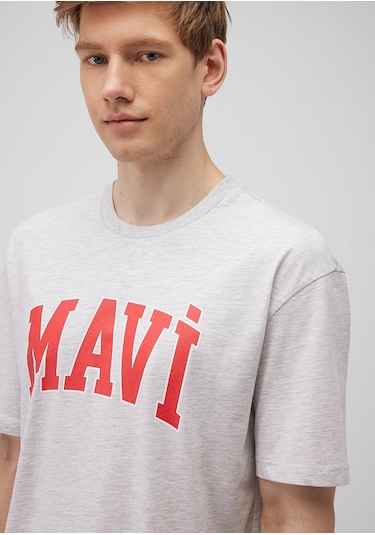 Mavi - Mavi Logo Baskılı Gri Tişört 0611711-85438 Gri