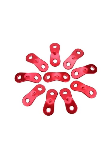 Skycity Kamp Çadırı Rope Kilitleri - Alüminyum Çift Delikli Kaydırmalı Ayarlanabilir Rope Tutturucuları - Kırmızı 10 Adet Çok Renkli