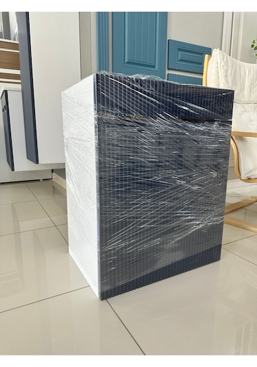 Banyo Dolabı Aynalı Cnc İşlemeli Membran Kapaklı 55 Cm Mavi