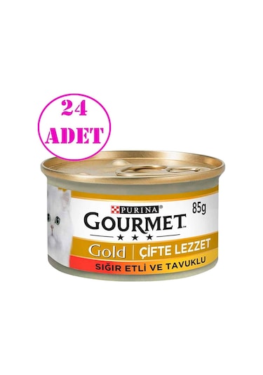 Gourmet Gold Sığır Etli ve Tavuklu Yetişkin Kedi Konservesi 24 x 85 G