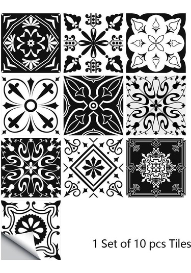 Mor 10 Adet Retro Desen Mat Yüzey Fayansları Etiket Transferleri Kapakları Mutfak Banyo Dayanıklı Sanat Duvar Sticker Dğ. 56865195 Diğer