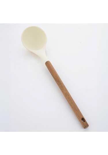 Akasya Saplı 4'lü Silikon Mutfak Gereçleri Seti Kepçe Kevgir Mutfak Kaşığı Spatula