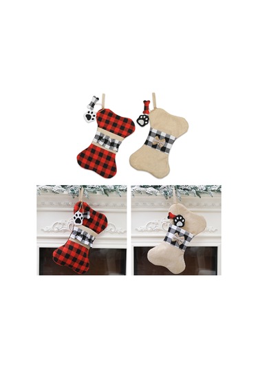 Qingmipy Noel Evcil Hayvan Çorabı - Kedi Köpek İçin Yeniden Kullanılabilir Hediye Çantası