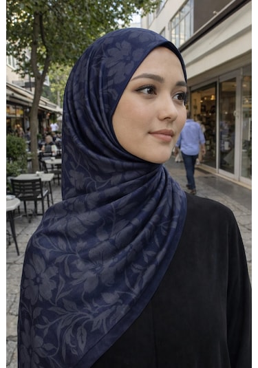 Mavi İpek Lacivert Serisi Soft Pamuk Şal D3 Lacivert