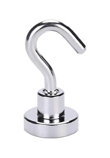 Xindoker Güçlü Neodimyum Mıknatıslı Askı Kancaları, 8kg Taşıma Kapasiteli, 10'lu Set Gümüş Renk Gümüş