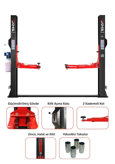 4 Ton İki Sütunlu Yarı Otomatik Hidrolik Lift Gpl101