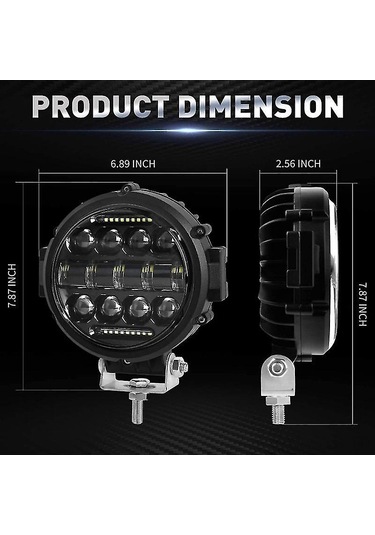 Symbee 60w 5600lm 6000k Beyaz Işık Ip68 Su Geçirmez Dairesel Led Çalışma Lambası, Kamyon Suv İçin Ayarlanabilir Braketli 7 İnç Isı Dağıtımı Iyi