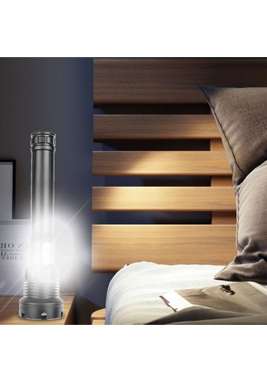 Padalink Güçlü Işık Kamp Feneri, Şarj Edilebilir Acil Durum El Feneri, Xhp70.2 Led, 26650 Pil Seti, Type-c Şarj, Teleskopik Zoom Siyah