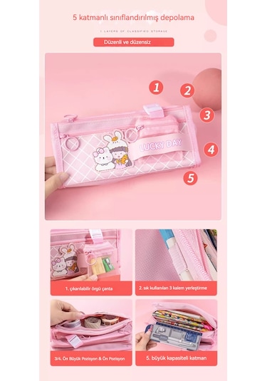Aurora Pembe Kızçok Fonksiyonlu Kalemçantası Pembe