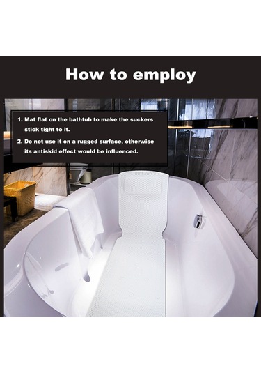 Xiyyadms Beyaz Pvc Banyo Matı - Dikişli Sponge Yastık Ve Anti Kayma Desenli - 125x36 Cm Yetişkinler İçin Konforlu Banyo Paspası Diğer