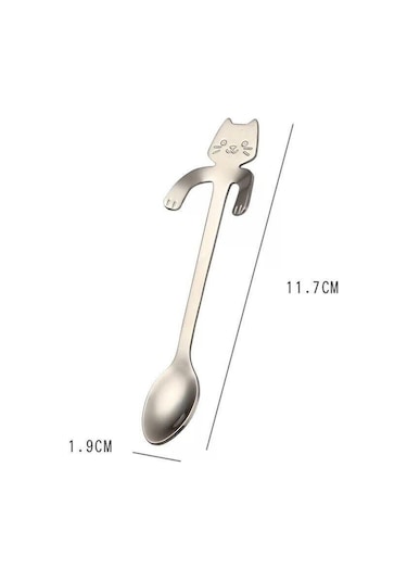 Altın Paslanmaz Çelik Kahve Kaşığı Güzel Sevimli Kedi Şekli Çay Kaşığı Tatlı Aperatif Kepçe Dondurma Mini Kaşık Sofra Mutfak Aletleri