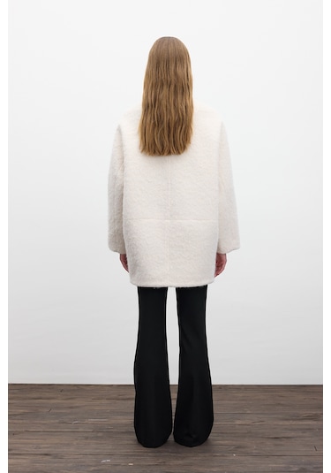 Kruvaze Kapama Kaşe Kaban Ekru Ekru