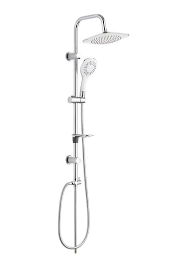 On2 Armatür Lüx Beyaz Yağmurlama Tepe Robot Duş Seti Pirinç Beyaz - Krom