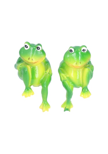 Shineyee Çevre Dostu Reçine Kurbağa Figürü, Ev Ve Bahçe Dekorasyonu, El Boyama, Canlı Detaylı, Hafif Ve Taşınabilir, 2 Adet Set
