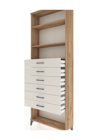 Arges Dolap 3 Raflı 6 Çekmeceli 88x30x243 Çam-aytaşı Atlas Çam