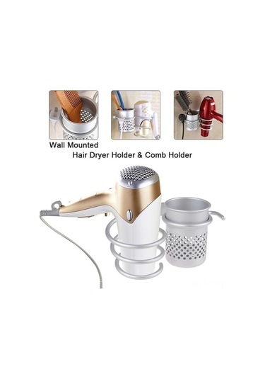 Fortunelane Duvar Tipi Saç Kurutma Tutucu - Alüminyum, Saç Testeresi Tarak İçin Konforlu Saklama Diğer Banyo Aletleri Diğer