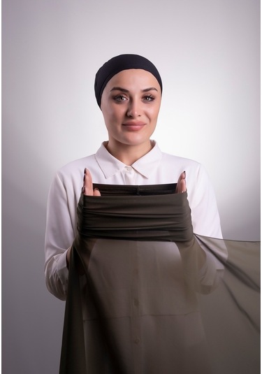 Haki Pratik Hazır Geçmeli Şal Şifon Boru Boneli 3001_09