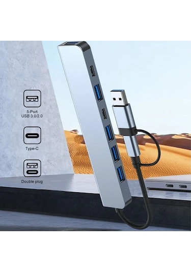 Maxgo 3011 7 In 1 Usb/type-c To Usb A Usb C-usb 2.0/3.0 Çevirici Adaptör 7 Port Çoklayıcı Usb Hub
