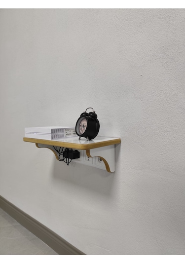 Dekoratif Priz Üstü Raf, Tekli Modem Rafı Beyaz