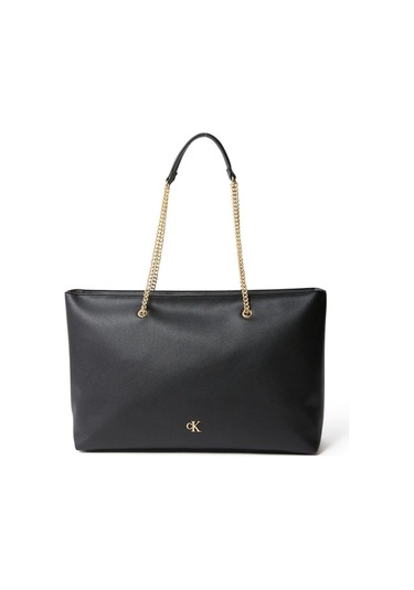 Minimal Monogram Chain Siyah Kadın Tote-8772 Siyah