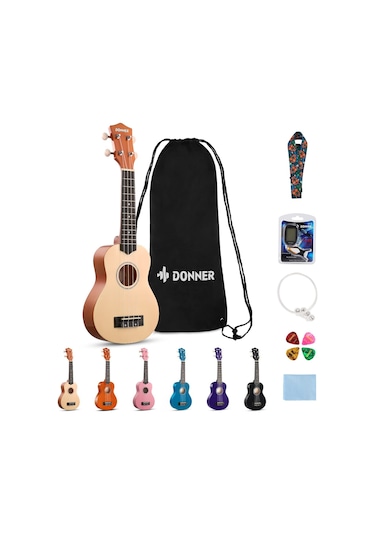Donner Dus-10n Soprano Ukulele Seti Natural