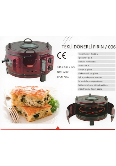 Uğur Döner Tepsili Davul Fırın U005-4 Termostatlı Üsten-Önden Cam