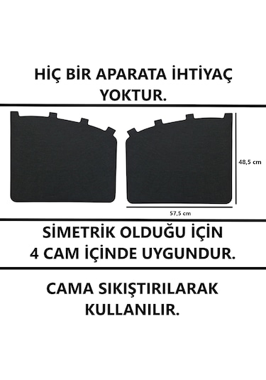Oto Güneşlik Perde Yan Cam Güneş Önleyici 2 Adet Siyah Keçe