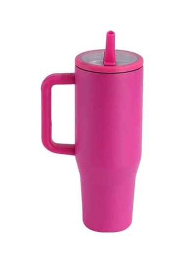 Novahub 40 Oz Paslanmaz Termal Bardak, Kapaklı Pipetli Sızdırmaz Gül Kırmızı Gül Kırmızısı