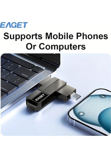 Motion003 Eaget Cf33 Usb3 2 Flash Bellek 256gb Tip C Ve Usb 3 2 120mb S İphone Uyumlu Android Mac